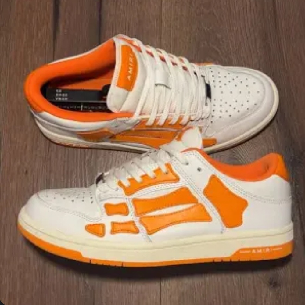 AMIRI White and Orange Low-Top Sneakers